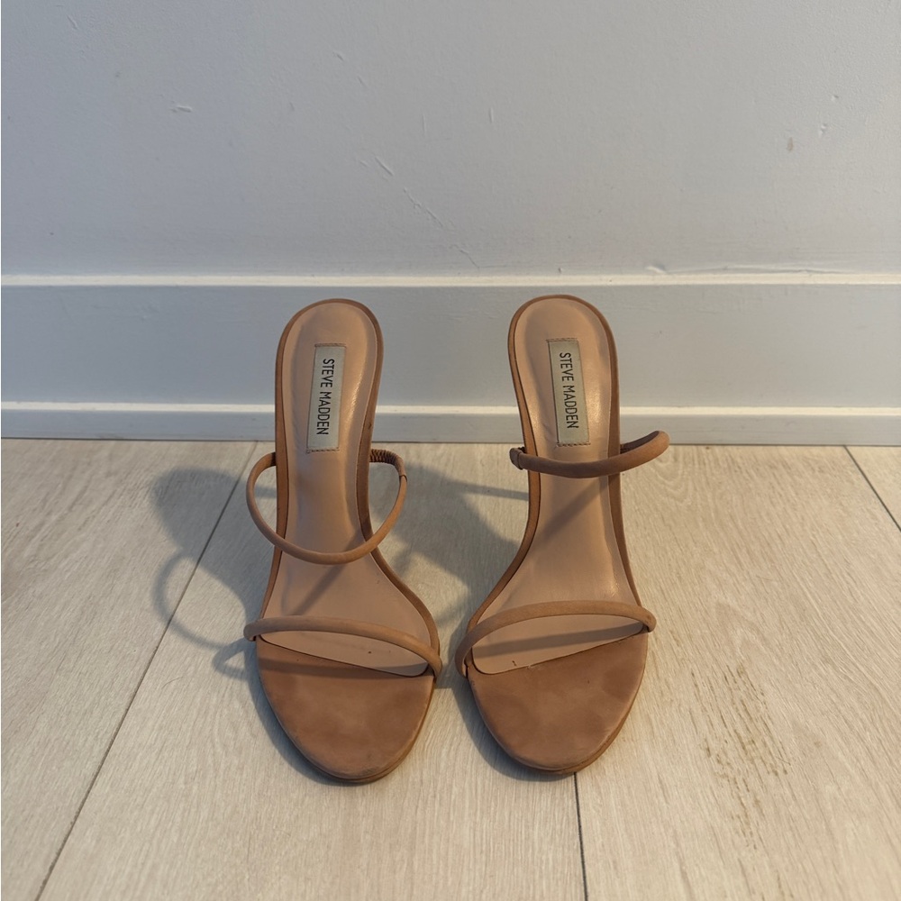 Steve Madden Nude Tan Minimalist Strappy Heels